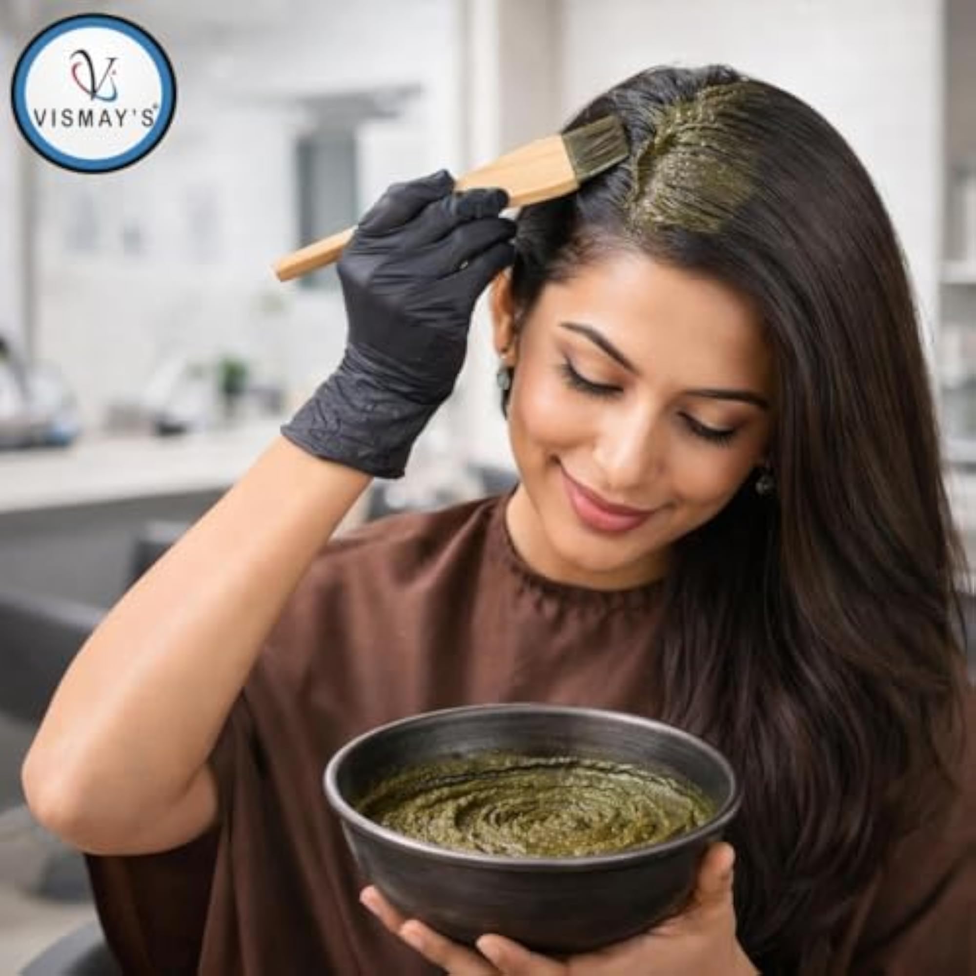Pure Iron Henna Mixing Bowl with Wooden Brush, Ayurvedic Use